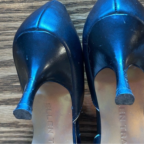 Ellen Tracy Esther Pointed Toe d’Orsay Heel Black Leather Vintage Pattern Sz 6.5 - Picture 8 of 14